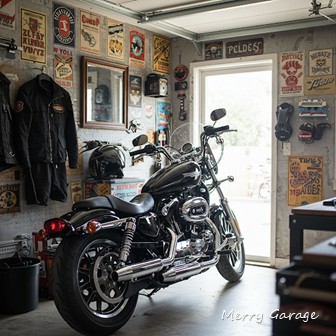 パブミラーがお洒落なバイクガレージ作りに欠かせない４つの理由_③視覚的に個性的なアクセントになる